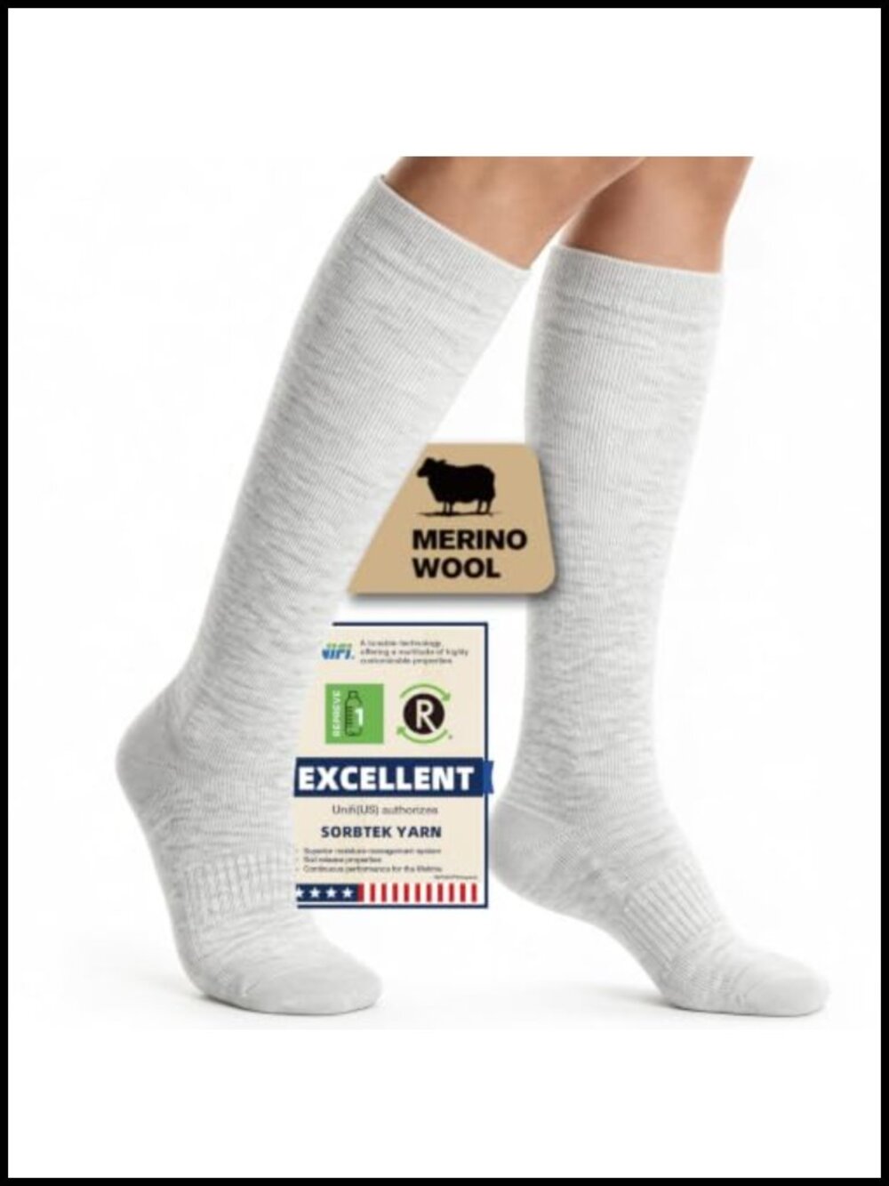 Merino Wool Bamboo Viscose Compression Socks 15-20 mmHg Knee High Unisex